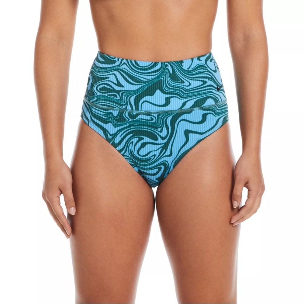 NWT Nike Swirl High Waist Swim Bottoms Blue & Green Size S & Size XXL